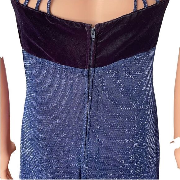 JUMP Apparel Blue Velvet & Metallic Long Gown Sz 6 - Picture 9 of 15